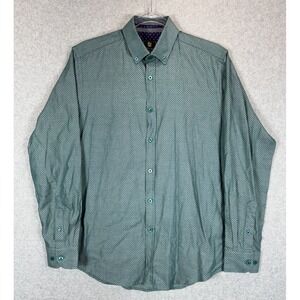 Steel & Jelly Shirt Mens Small Polka Dot Button Up Long Sleeve Modern‎ Casual